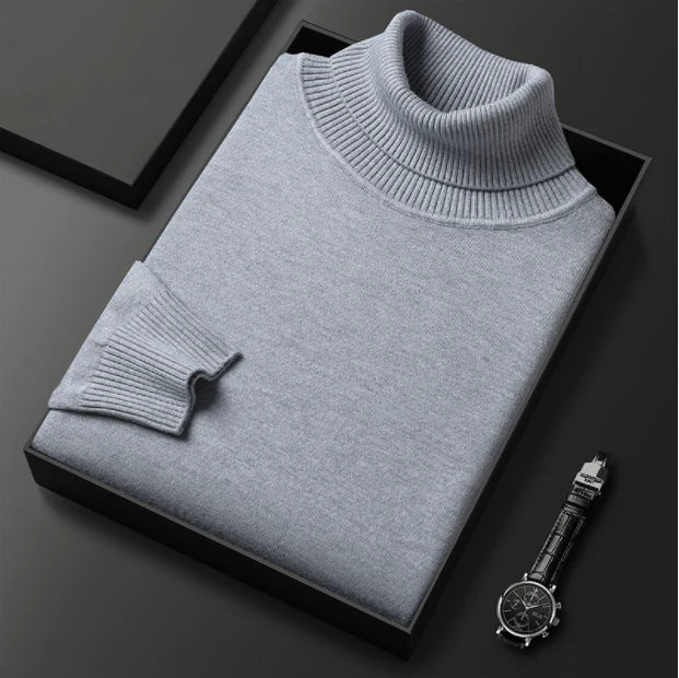 Pull à col roulé premium uni pour homme