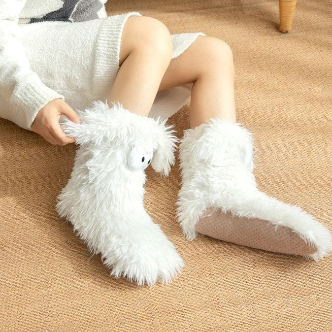 Chaussettes antidérapantes douillettes au motif chiot tout doux
