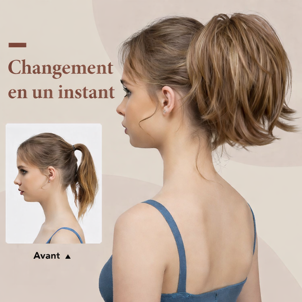 Postiche queue de cheval chignon haut avec pince à griffes synthétiques