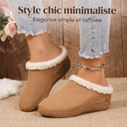 Chaussons compensés pour femme, doublés en fausse fourrure cosy