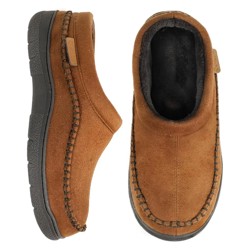 Mocassins antidérapants en peluche pour hommes : chauds et à bout large