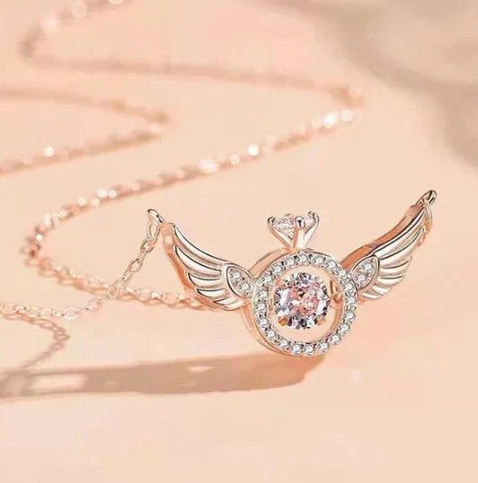 Collier pendentif ailes d'ange gardien pour femme avec zircon cubique