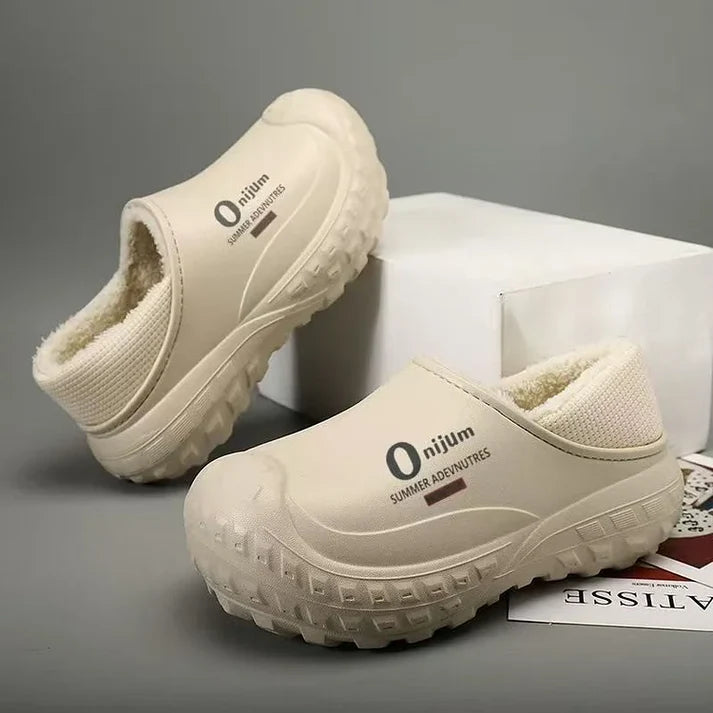 Pantoufles d'hiver imperméables en peluche pour hommes, doublées en polaire, pour l'intérieur et l'extérieur