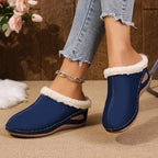Chaussons compensés pour femme, doublés en fausse fourrure cosy