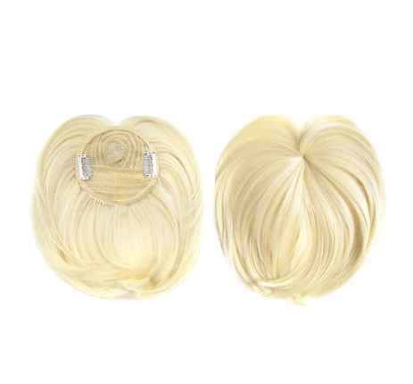 Postiche Topper Court Respirant en Cheveux Humains Effet Naturel