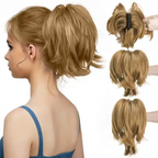 Postiche queue de cheval chignon haut avec pince à griffes synthétiques