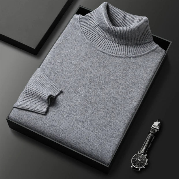 Pull à col roulé premium uni pour homme